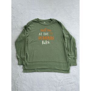 Meet Me At the Pumpkin Patch Cozy Fall/Winter Sage Green Pullover Shirt Size L